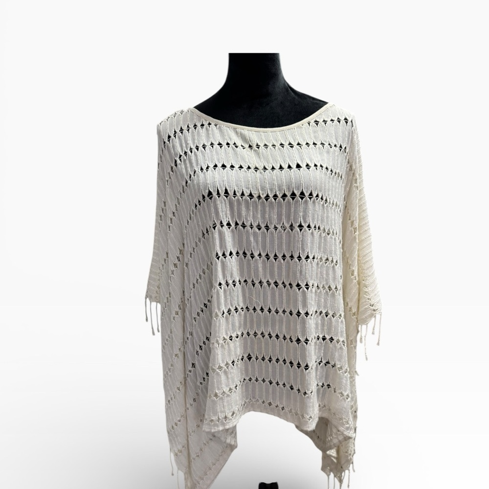 Chicos open-knit cream poncho/top Size L/XL​